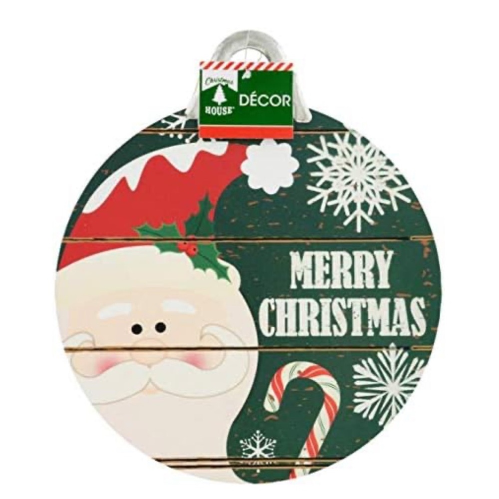 Greenbrier International Christmas Santa Merry Christmas Ornament Wall Sign